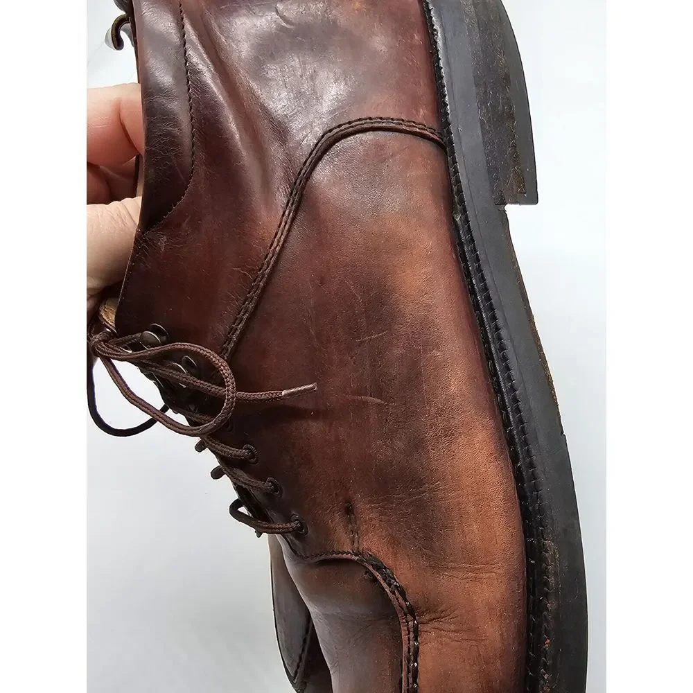 Vintage Kenneth Cole New York Made In Italy Brown Leather Ankle Boots 10 Lace Up